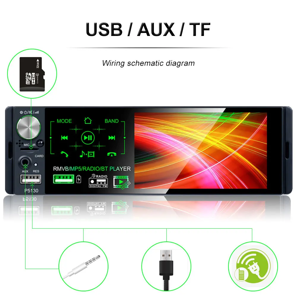 Автомагнитола Podofo 1 Din сенсорный экран 4 дюйма Bluetooth MP5 USB MP3 TF|Автомобильные
