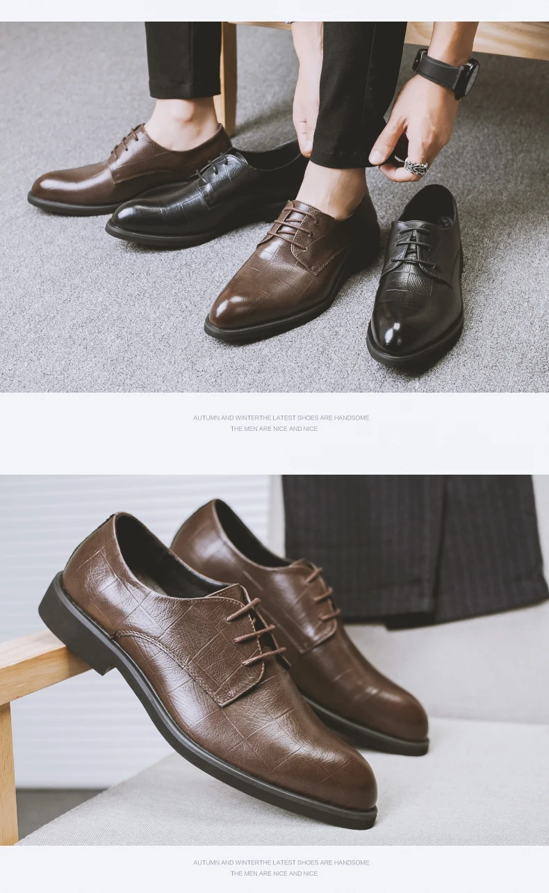 ZSAUAN Drop Shipping 37-45 Spring Summer Men Oxford PU Leather Shoes Hollow Breathable Dress Shoes Pointy Elegant Gentleman Shoe