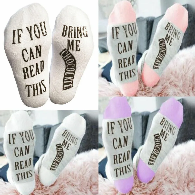 1 пара хлопковые носки унисекс, если вы можете прочесть это Bring Me шоколадные женские мужские забавные носки