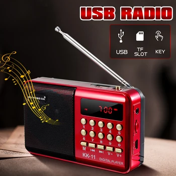 

Mini Portable Radio Handheld Digital FM USB TF MP3 Player Speaker Rechargeable