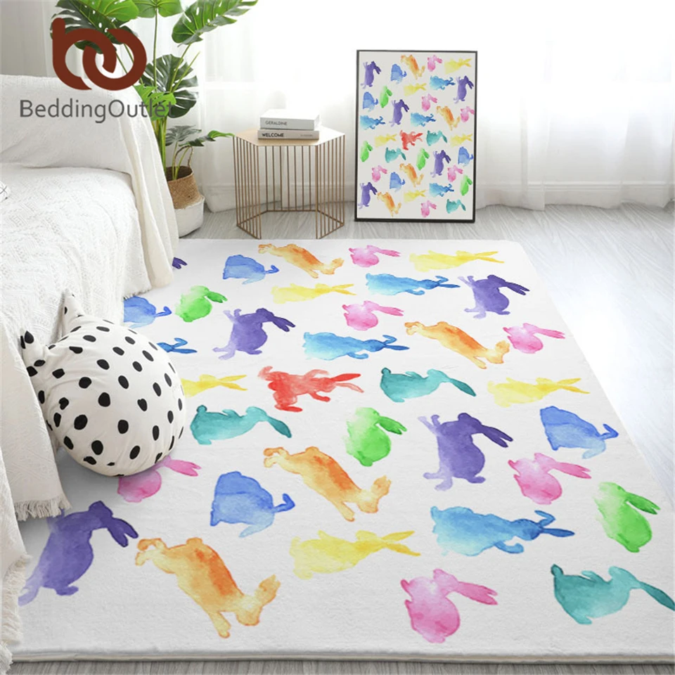 BeddingOutlet Rabbit Decorative Carpets for Living Room Cartoon Floor Mat Animal Kids Bedroom Area Rug Colorful Alfombra 152x244 | Дом и сад