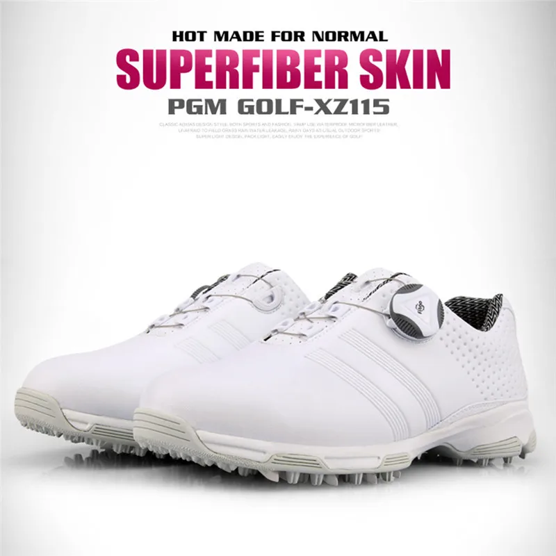 PGM Outdoor Ladies Breathable Rotating Buckle Golf Shoes Women Auto Lacing Waterproof Microfiber Anti-slipGolf Sneakers