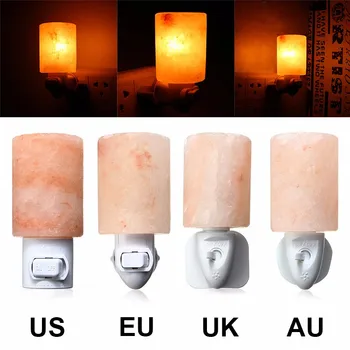 

Rotatable Mini Himalayan Salt Night Light Cylinder Shape Wall Lamp Bedside Bedroom Home Decor Novelty Lighting US EU UK AU Plug