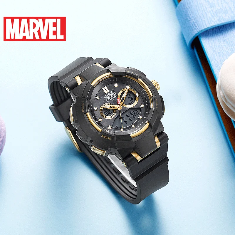 100 м водонепроницаемые женские Marvel Мстители модные спортивные часы с двойным дисплеем резиновые многофункциональные Светящиеся женские часы подарок для девочек