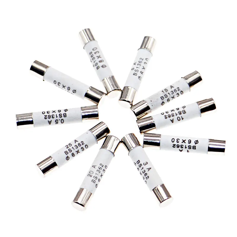 Ceramic Fuse 50pcs 5pcs Each Value 6mm x 30mm 250V Fast Blow Ceramic Fuse Assortment Kit 0.5A 1A 2A 3A 5A 10A 15A 20A 25A 30A