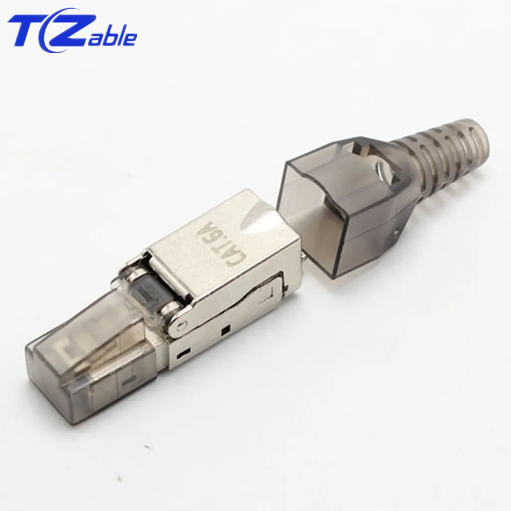 Cat6A RJ45 разъемы 10 Гбит/с экранированный RJ 45 обжимной Ethernet кабель металлический