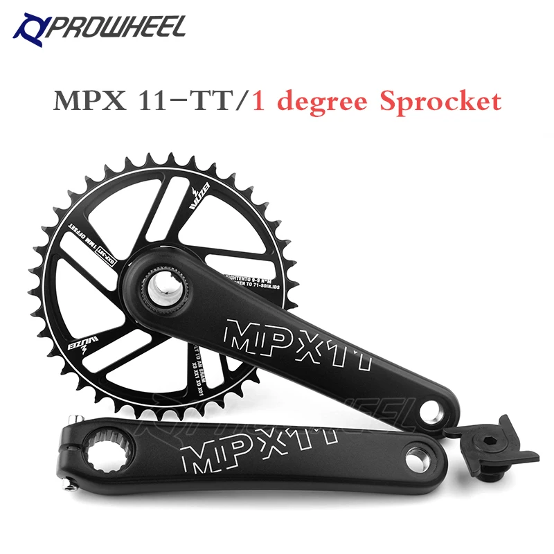 WEEROCK Mountain Bike Crankset Steel 1 Piece 38T Charing Single Alumininum Alloy Cover Crank Set with 170mm Arm 104 BCD, Compatible with Single Speed Bicycle and 6/7/8/9/10/11 Speeds MTB Bike, Black