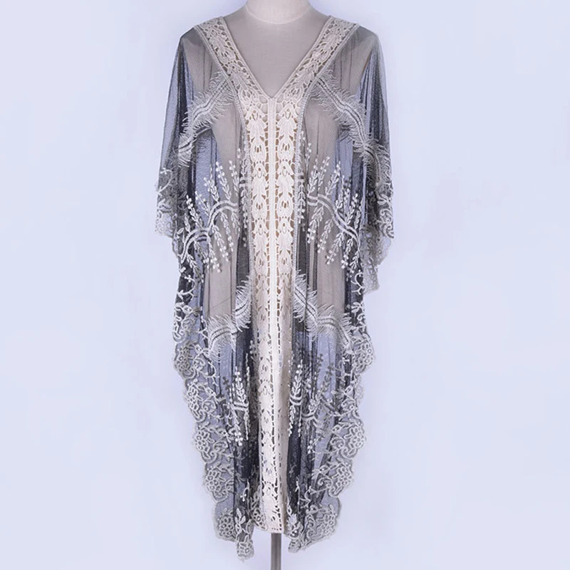 New Sexy Transparent Beach Cover Up Lace Hollow Crochet Beach Dress Ladies Bikini Swimwear Cover Up Bathing Suits Beachwear