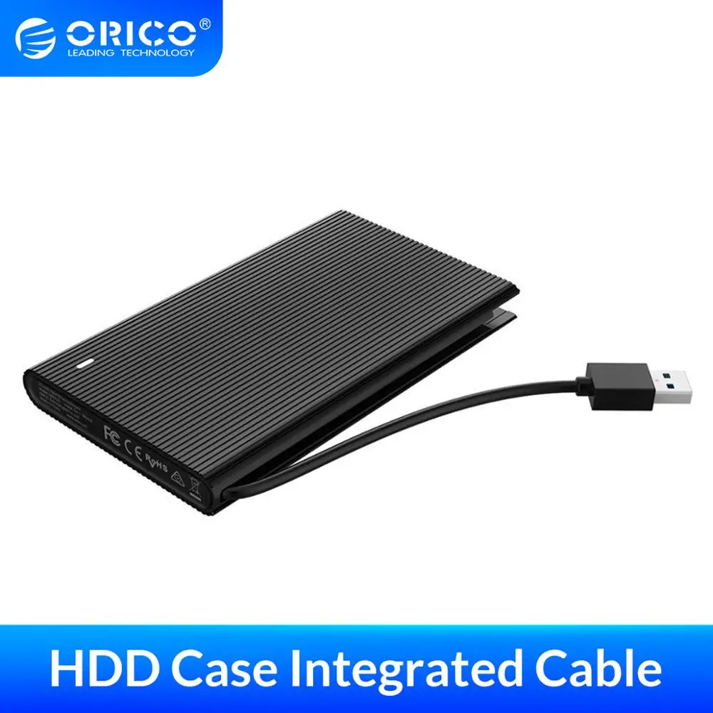Корпус жесткого диска ORICO 2 5 дюйма чехол SATA к USB 3 0 со встроенным кабелем для