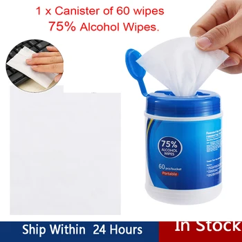 

60Wipes Super Fine Hand Surface Clean Sanitising Wet Paper Universal Disinfectant WipeSanitizer 75%Alcohol Pads Cleaning Tissue