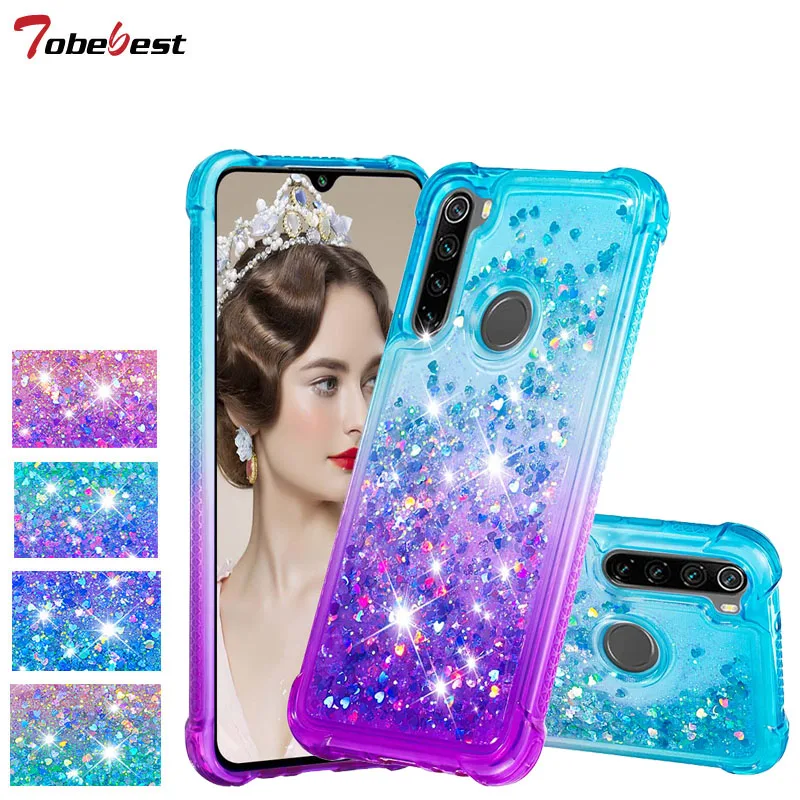 Shockproof Protect Liquid Glitter Case For Xiaomi Redmi Note 8 Dynamic Quicksand Star Silicone Cover Pro | Мобильные телефоны и