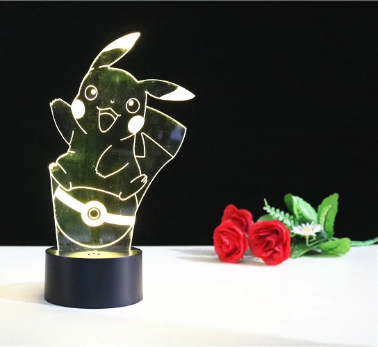 Pokemon Go фигурка 3D RGB лампа Пикачу Покемон Подарочный ночник светодиодный 7 цветов ночник - Испускаемый цвет: touch one-7color