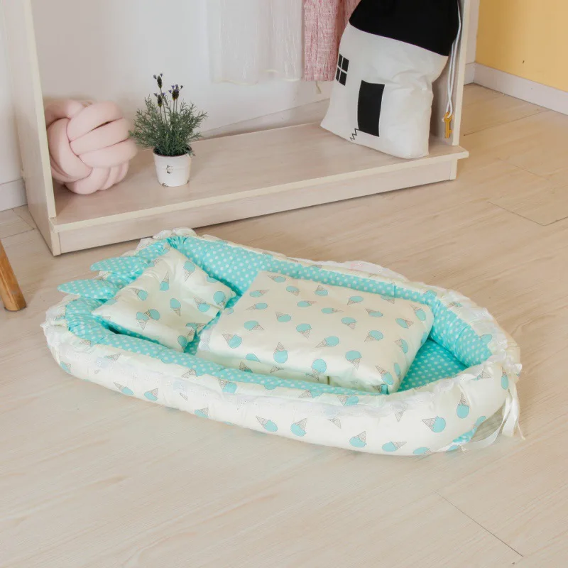 Детская кроватка с подушкой, одеяло, портативный удаляемый моющийся кроватка, дорожная кровать для детей, детская хлопковая Колыбель для