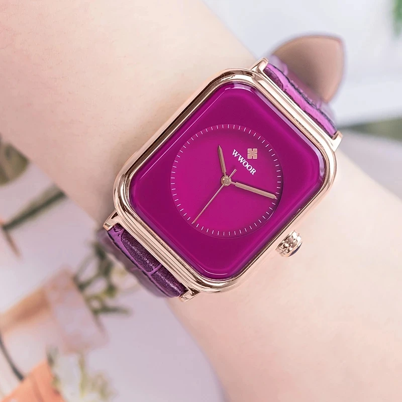 Tanio Reloj Mujer WWOOR nowe mody fioletowe zegarki damskie Casual