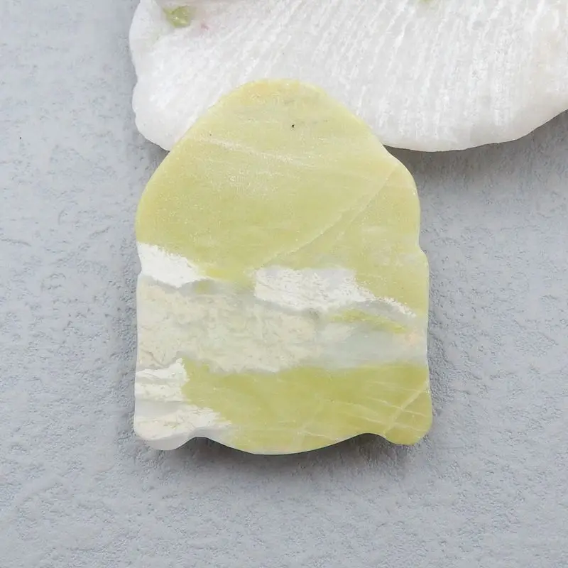 Natural Stone Carving Buddha Head Serpentine Cabochon,49x39x13mm,43g