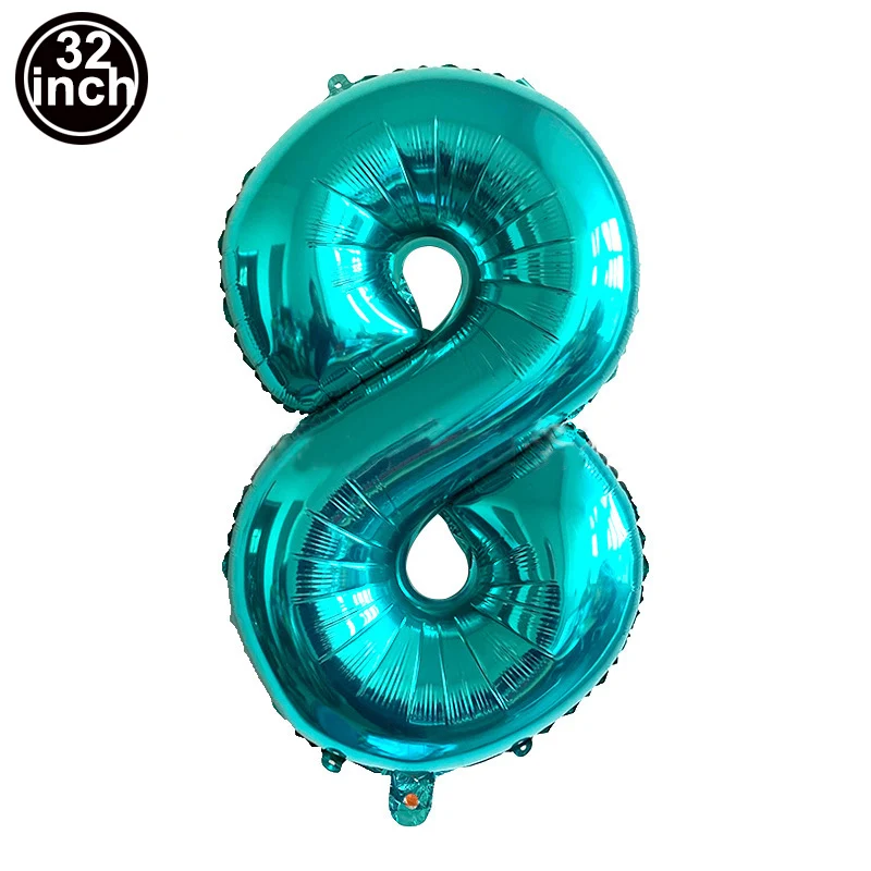 Palloncino numero 8 palloncini a 8 cifre otto Figure blu globo verde 8 ° compleanno grande grande rosa rossa dorato nero colorato 32 pollici