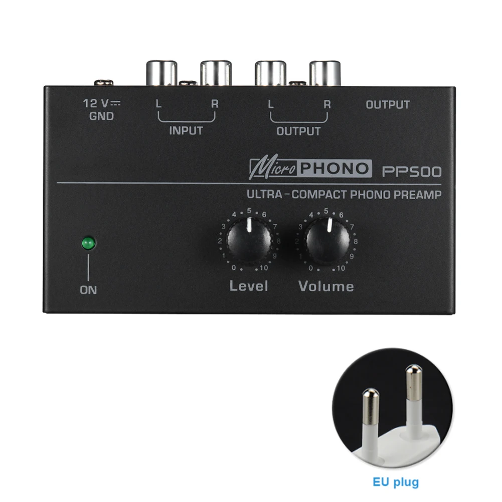 PP500 стерео проигрыватель с уровнем ультра компактный Аудио Металлический регулятор громкости портативный преусилитель фонограф фонокорректор дома