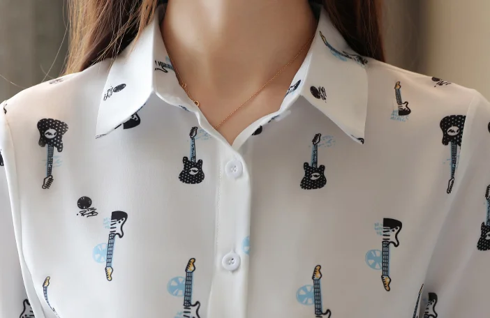 Dingaozlz новая Корейская шифоновая блузка с длинным рукавом Элегантная женская шифоновая рубашка с принтом женские топы повседневная одежда