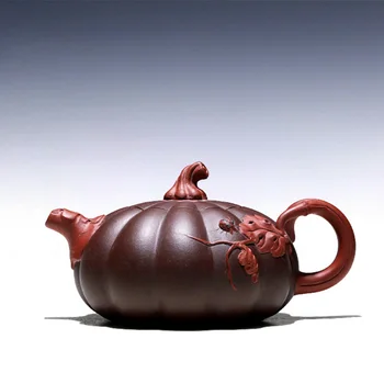 

as well joy pot 】 yixing recommended JiJunHe pure manual undressed ore purple clay teapot double-color pumpkin 260 cc