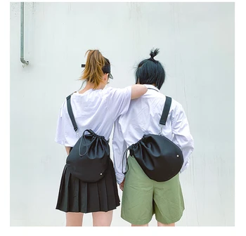 

Women Men Black Drawstring Travel Bag Pocket Large Capacity Crossbody Chest Shoulder Bag