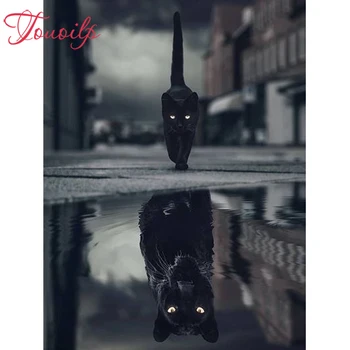 

5D Black cat and black panther 5d Diamond Painting 5d diy Diamond Embroidery Mosaic 3D Cross Stitch 100%Full Square&round Drill
