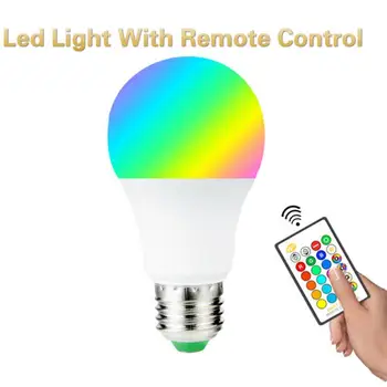 

3/5/10/15W Led Light With Remote Control E27 LED Light Bulb Dimmable 16RGB Lamp Party Decor Remote Control Led Light Smart Light