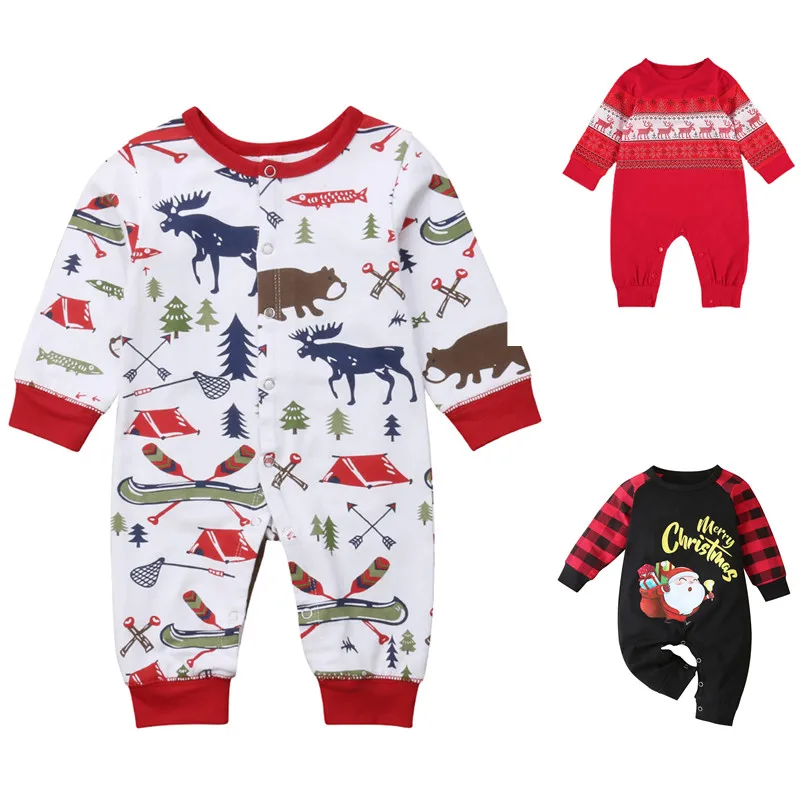 

Pudcoco Christmas Baby Clothes Newborn Infant Baby Boy Girl Xmas Deer Jumpsuit Happy Casual Romper one Pieces Cute Outfits 0-24M