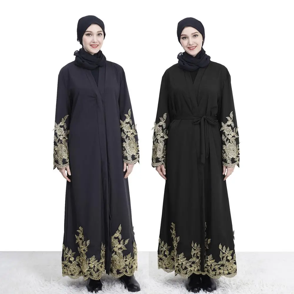 1 шт. Новый муслиновый Высококачественный золотой вышитый кружевной кардиган abaya dress009