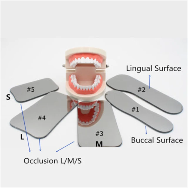 Miroir Photo orthodontique dentaire 2 faces, 1 ensemble/5 pièces