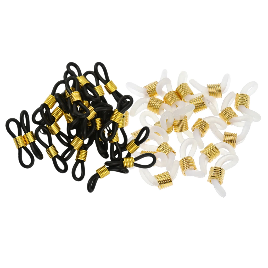 

Wholesale 45Pcs Black/whiter Adjustable Eyeglass Spectacle Chain Strap Holder Loop Ends Rubber Connectors For Necklace Chain