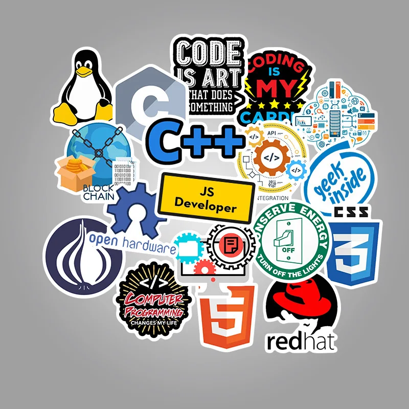 50 шт. наклейки для программирования Java JS php-docker Bitcoin html-приложение для облачных языков водонепроницаемые наклейки для Стикеры для автомобиля ноутбука