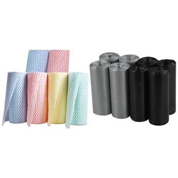 

6 Rolls Disposable Dish Cloths Cleaning Towel 200 Counts Trash Bags Bags Garbage Small Gallon Trash Bags 4 Wastebasket