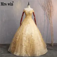 Платья Mrs Win Quinceanera Вечерний для выпускного официальный бальный наряд с открытыми плечами роскошное кружевное шикарное винтажное Пышное Платье