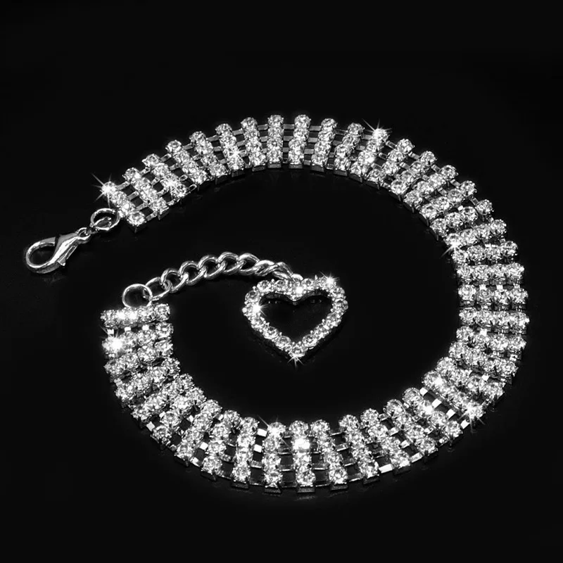Четыре дренажа алмаз для домашних животных ошейник собака ожерелье ожерелья с котом ювелирные изделия животных в форме сердца ювелирные изделия товары для домашних животных - Цвет: 1
