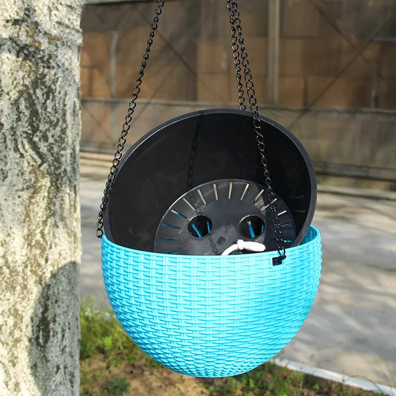 Подвесная корзина из ротанга пластиковый цветочный горшок подвесная садовая для