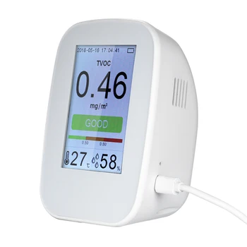 

Multifunctional Air Quality Detector Indoor/Outdoor HCHO & TVOC Tester CO2 Meter Monitor CO₂ Tester with Rechargeable Battery