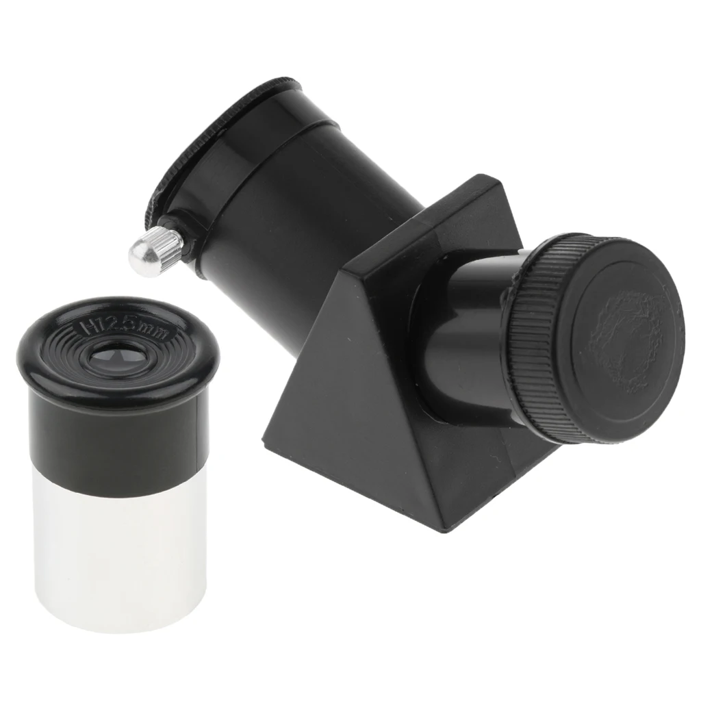 H12.5mm 0.965inch Telescope Eyepiece Fully Multi-coated Metal 35 Degree Field for Astronomy + 45 Degree Diagonal Prism
