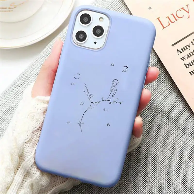 Cartoon Little Prince Phone Case Candy Color Blue for iPhone 11 12 pro XS MAX 8 7 6 6S Plus X 5S SE 2020 XR