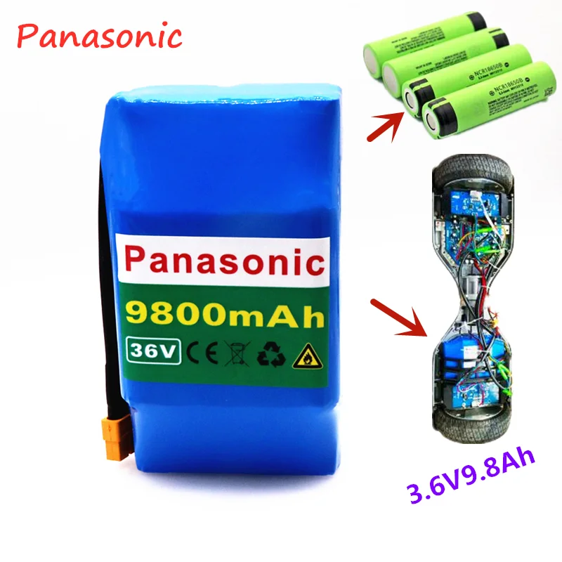 

Panasonic battery 10S2P 36v l-ion rechargeable battery 9800 mAh 9.8AH battery pack for electric self-suction hoverboard unicycle