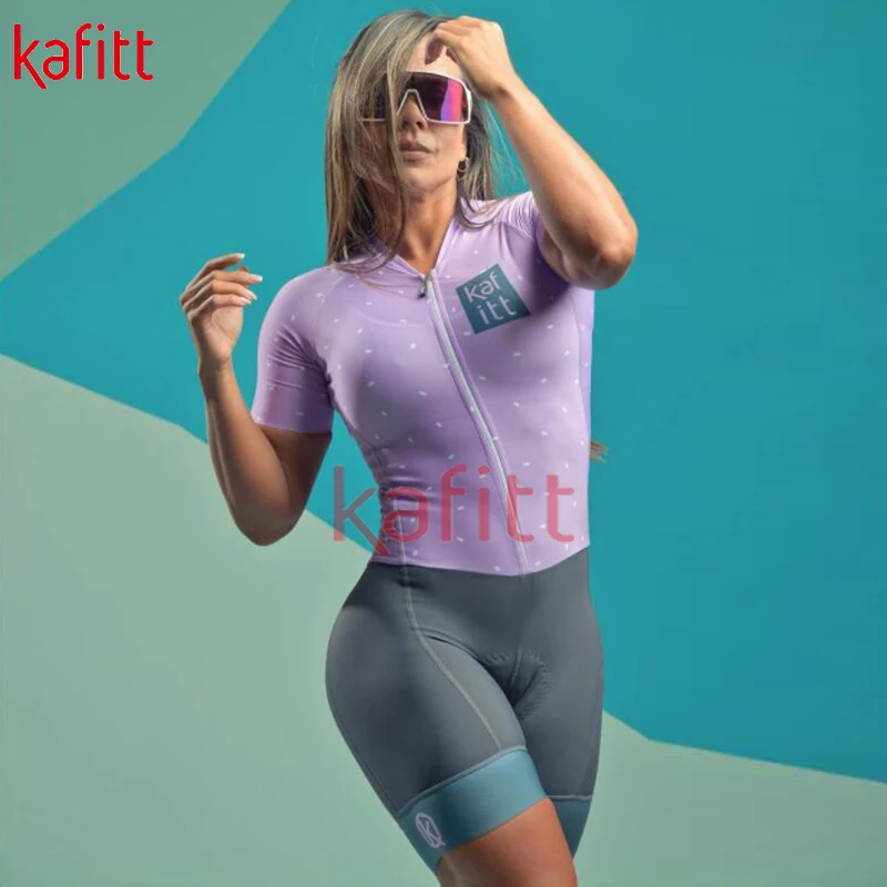 Kafitt summer women's triathlon professional sportswear short sleeved cycling jumpsuit cycling jersey shorts set