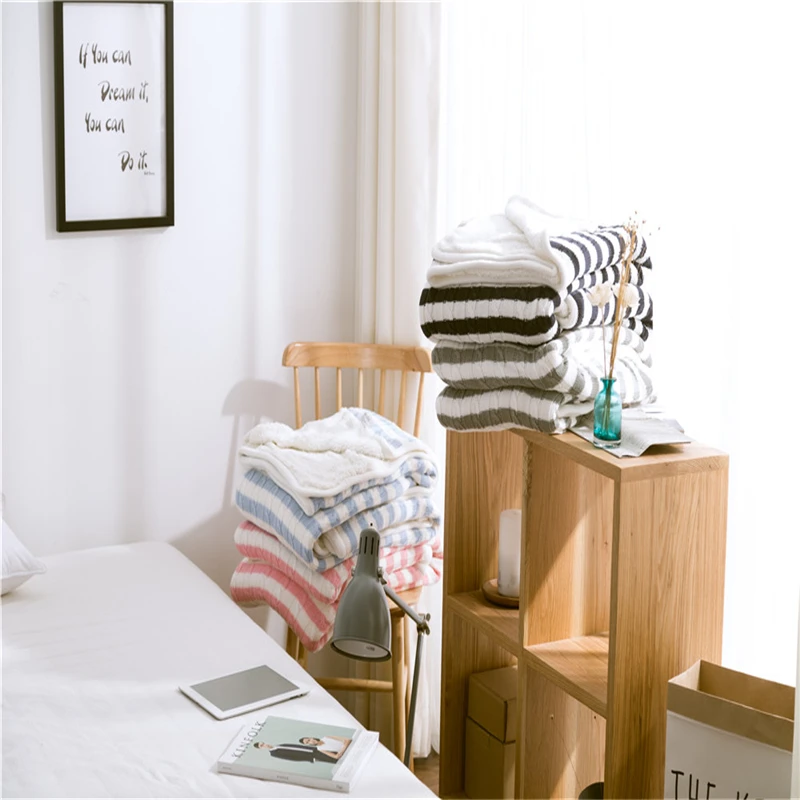 

Authentic Navy Strips Coffee Sofa Beds Cover Plus Cashmere Throw Rugs Christmas Home Decor Modern Multifunctional Blankets