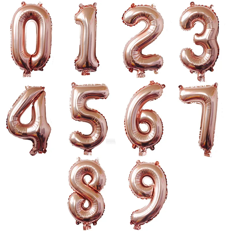 

16-Inch Rose Gold American Style with Numbers Balloon Wedding Holiday Children Birthday Party Decorations with Numbers Balloon