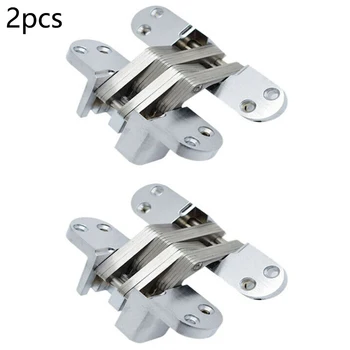 

2Pcs 6cm Strong Bearing Heavy Duty Cross HStainless Steel Conceal Hinge Invisible Cross Door Worktop Hinges DIY