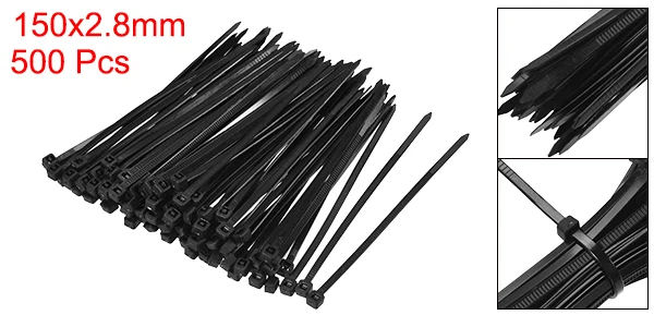 500pcs 150mmx2.8mm Uxcell 250-1000 шт 100 мм 200 мм самоблокирующиеся Нейлоновые кабельные стяжки на молнии пластиковые стяжки на молнии черные проволочные стяжки - Цвет: 500pcs 150mmx2.8mm