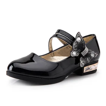 

2019 Bow Children Shoes For Flowe Girls Shoes For Party And Wedding Princess Leather Big Girl School Shoe Kid 4 5 6 8-13 Years