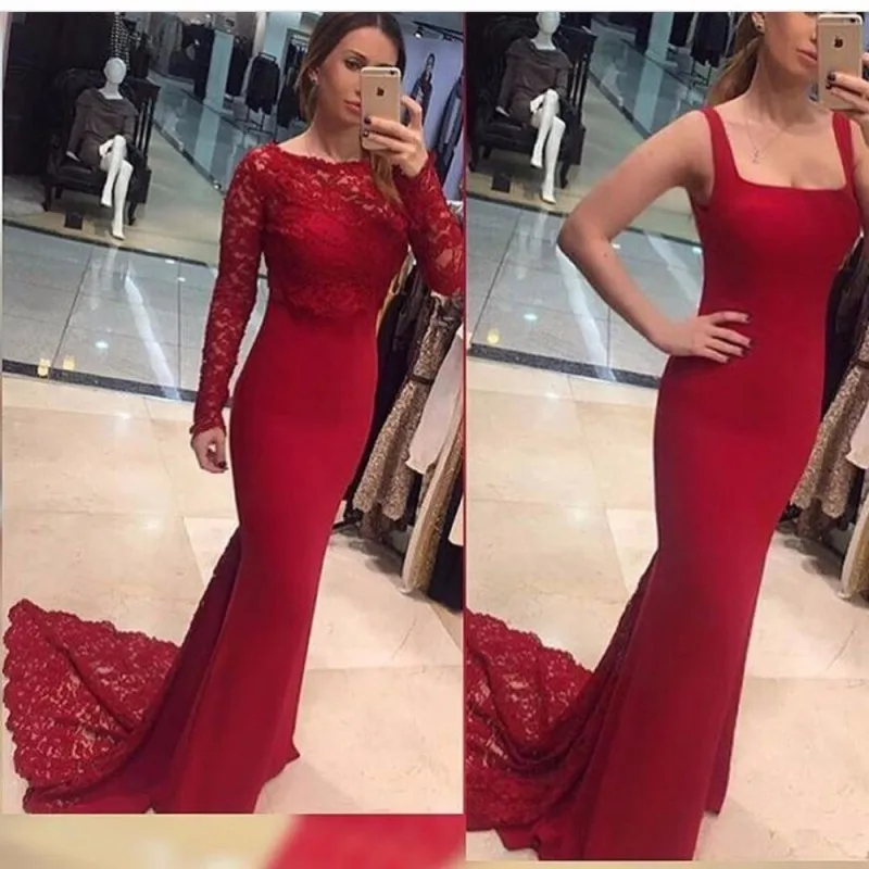 Cheap-Mermaid-Evening-Dresses-Long-Sleeve-Jacet-Black-Lace-2-Pieces-Prom-Party-Dress-2017-African (1)