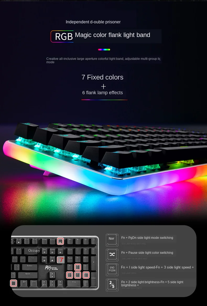 Rk918 RGB игра действительно механическая клавиатура Keyclick черный вал альтернативное действие или Ergonamic красный вал настольная ручка