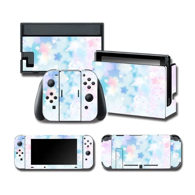 1 Set Full Body Protective Cover Skin Colorful Sticker Art Decals for NS Switch Game Console Joy-Con Controller Decorative 