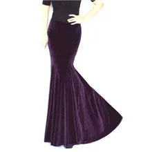 Женская Новинка, модная винтажная Сексуальная фиолетовая Золотая Бархатная длинная облегающая Корейская женская юбка