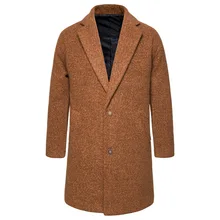 Новое поступление однобортное зимнее длинное пальто для мужчин хорошего качества шерстяное мужское пальто куртка